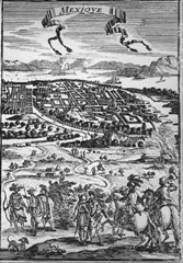 Mexico City in a French engraving from the 17th Century