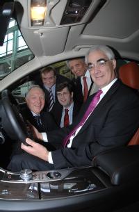 Chancellor Alistair Darling tries out the new Jaguar XF
